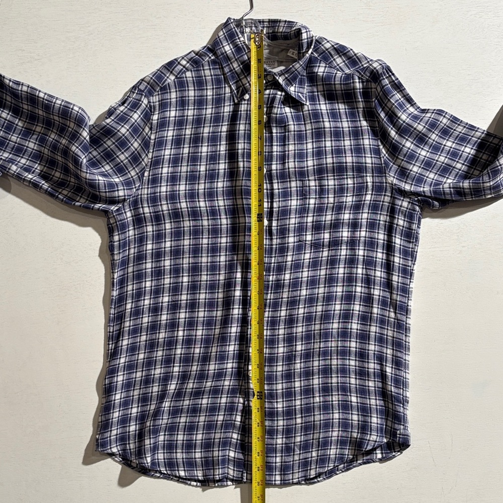 Brunello Cucinelli Navy Linen Checkered Shirt - Picture 5 of 5